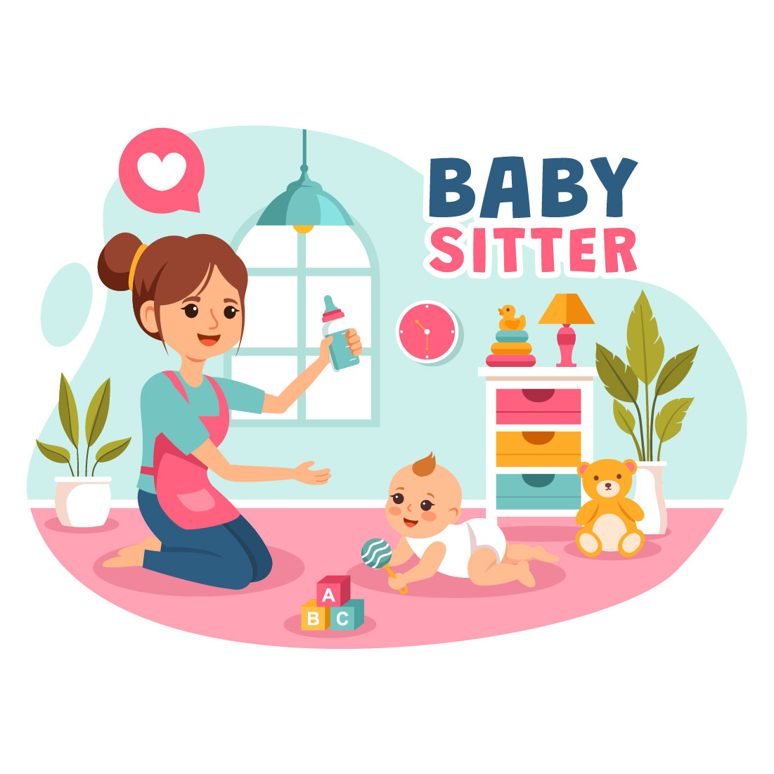9 Babysitter Services Illustration preview image.