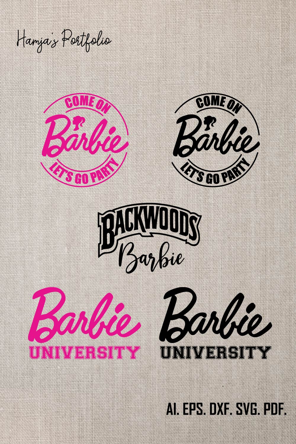 Barbie Logo Vector Svg Bundle, Barbie Pink Logo ,Barbie Silhouette Bundle , Barbie Princess Svg, Princess Svg, Barbie Girl Svg, Barbie Svg Bundle pinterest preview image.