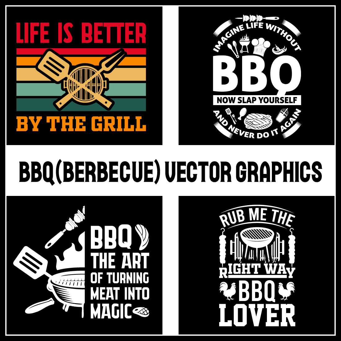 BBQ T-Shirt Design bundle- Barbecue t shirt design bundle- Barbecue Vector Graphics- Barbecue Grill Typography- BBQ SVG Bundle & Quotes cover image.