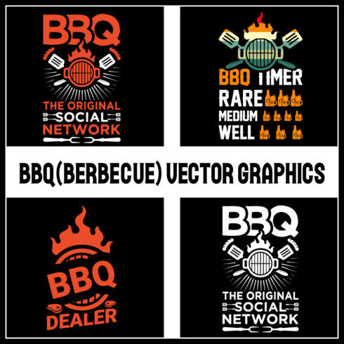BBQ T-Shirt Design Bundle- Barbecue T-shirt design bundle- Barbecue Vector Graphics- Barbecue Grill Typography- BBQ SVG Bundle & Quotes cover image.