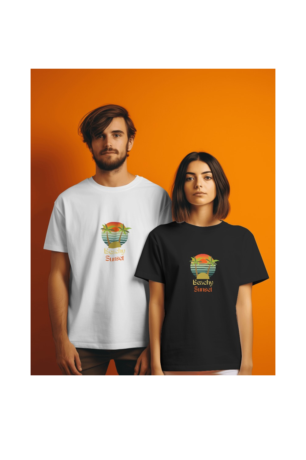 Beachy Sunset T-Shirt Design / Template pinterest preview image.