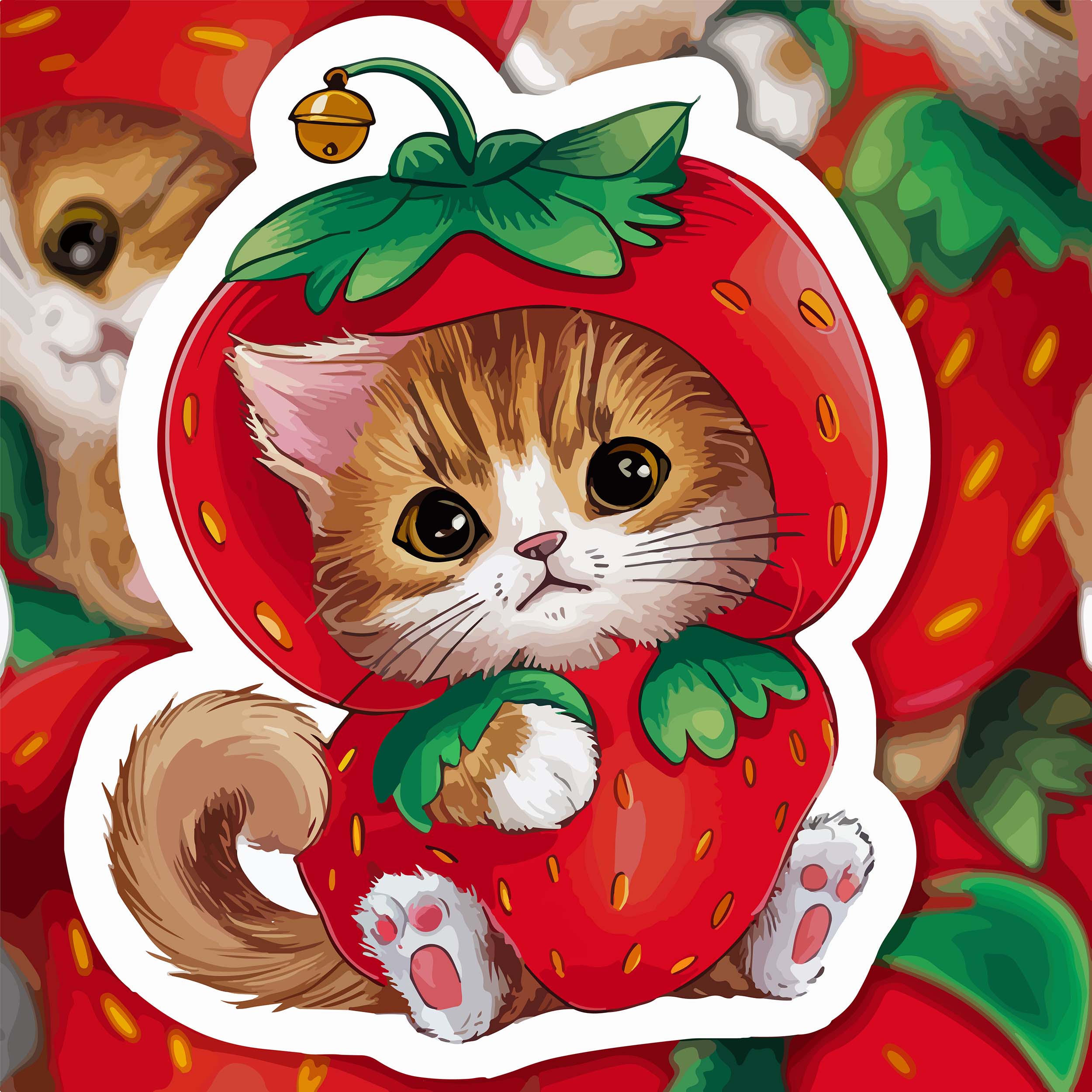 berry cute strawberry cat sticker 13 738