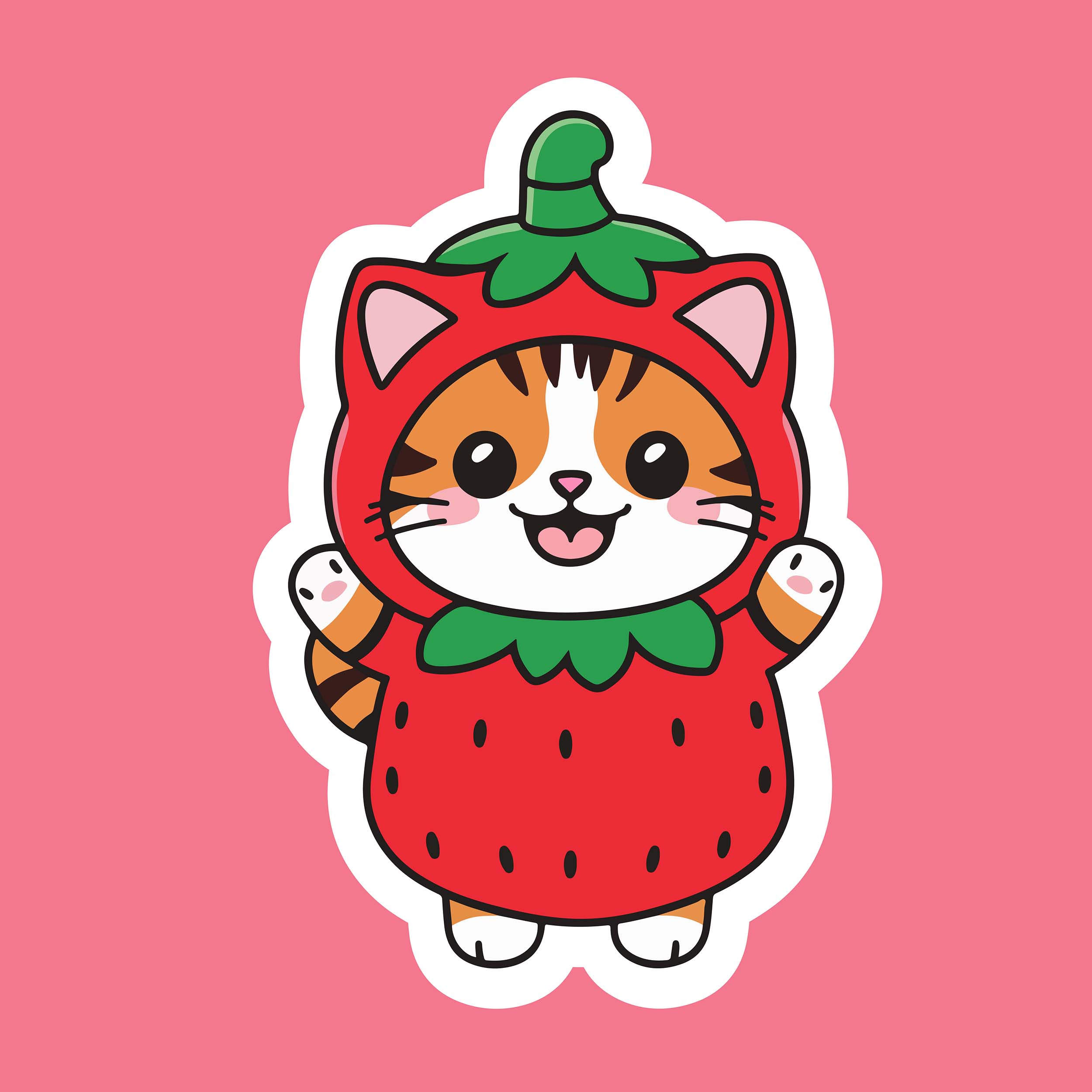 berry cute strawberry cat sticker 14 250