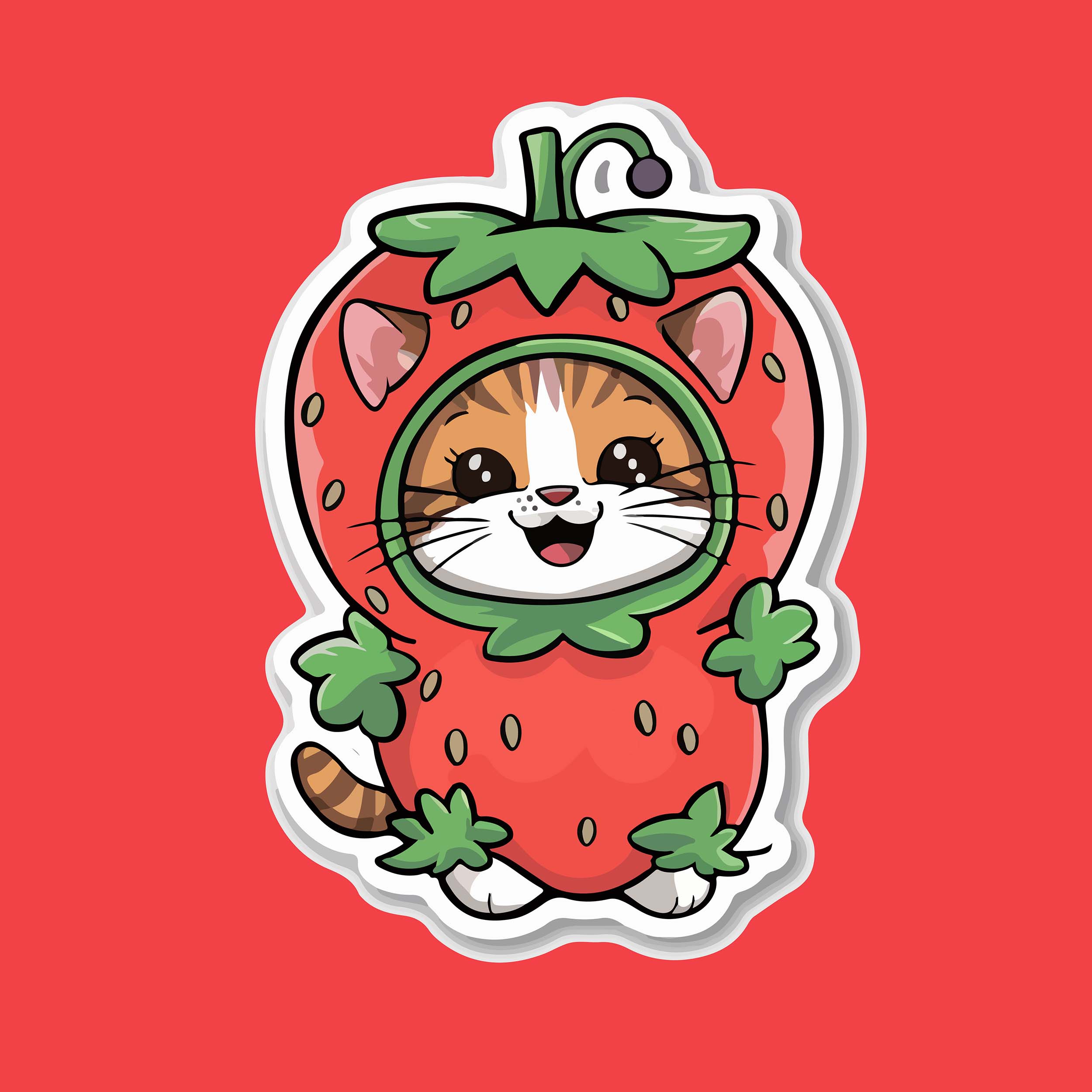 berry cute strawberry cat sticker 15 559
