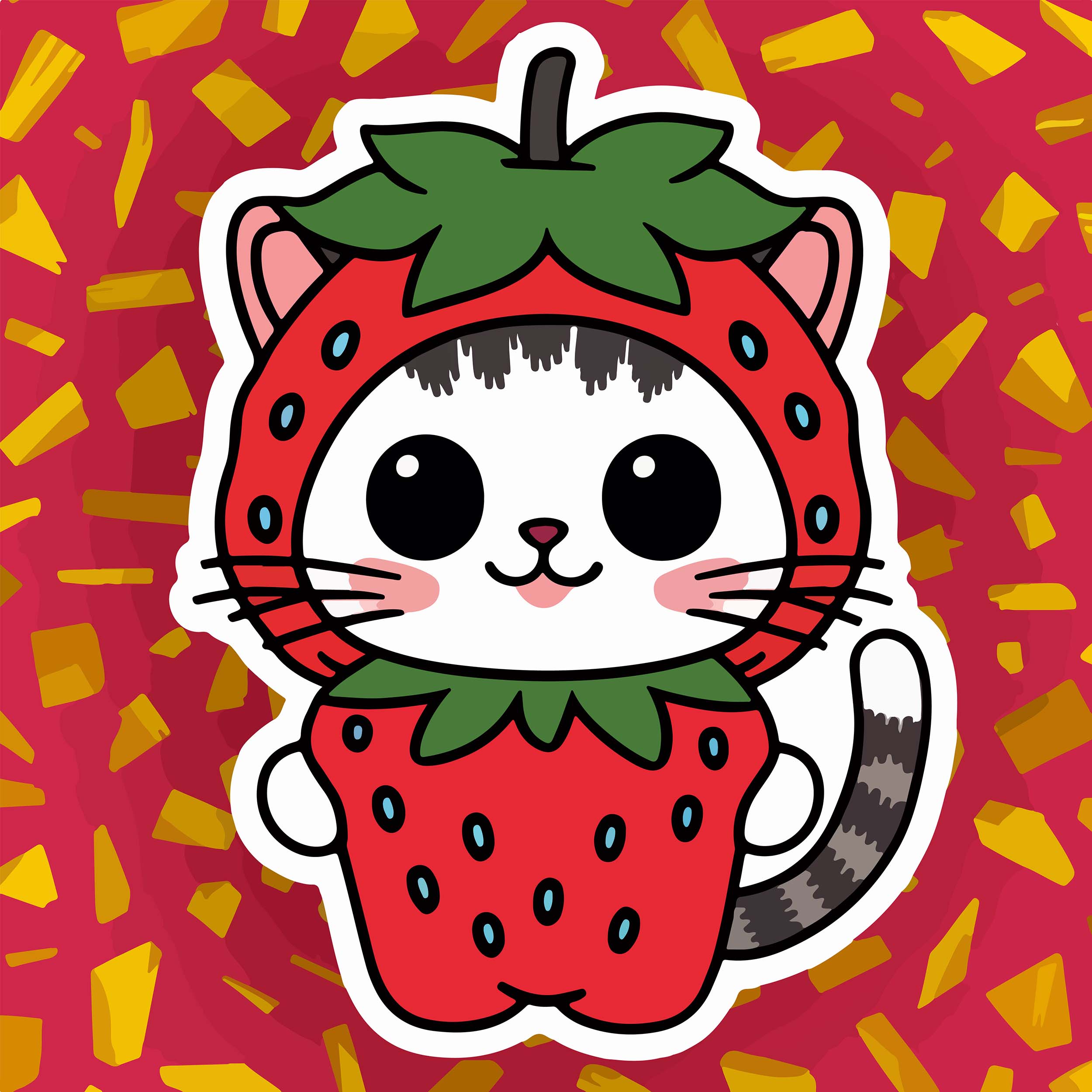 berry cute strawberry cat sticker 16 372