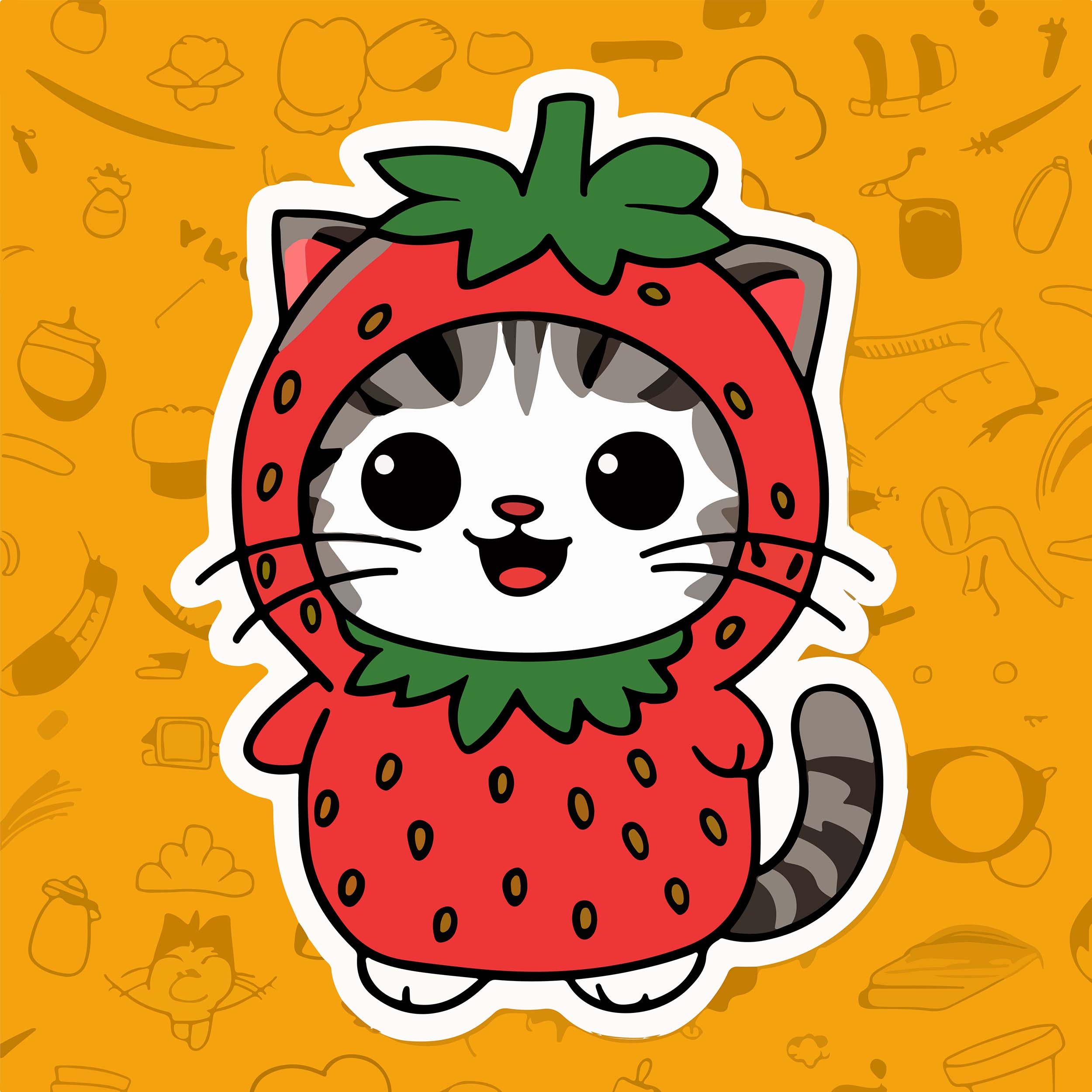 berry cute strawberry cat sticker 17 117