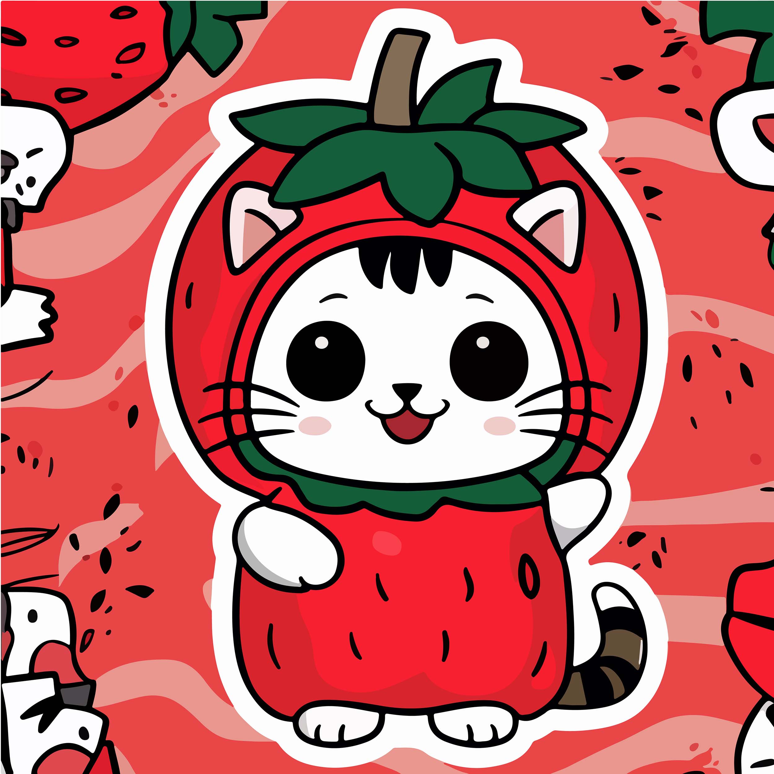berry cute strawberry cat sticker 18 718