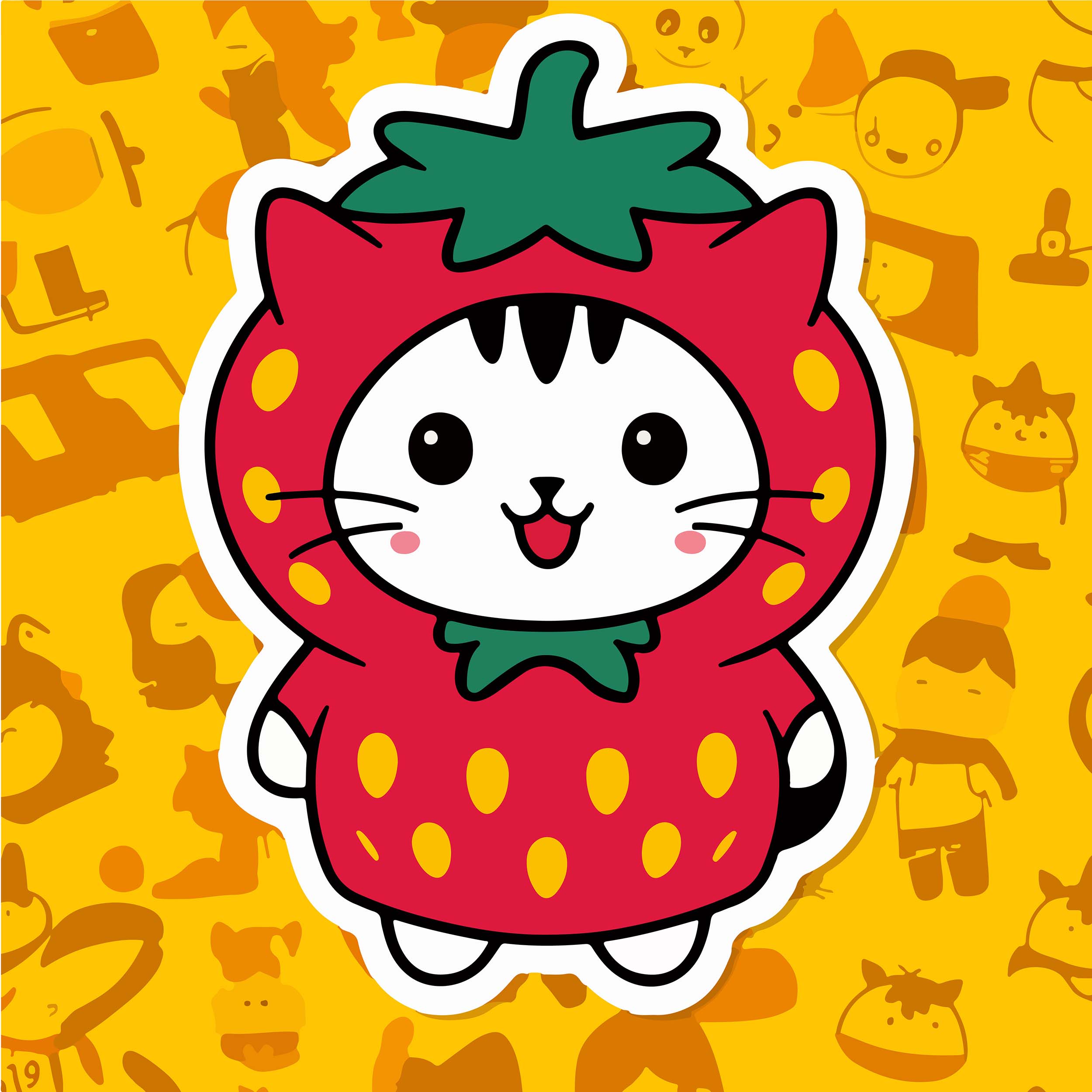 berry cute strawberry cat sticker 19 182