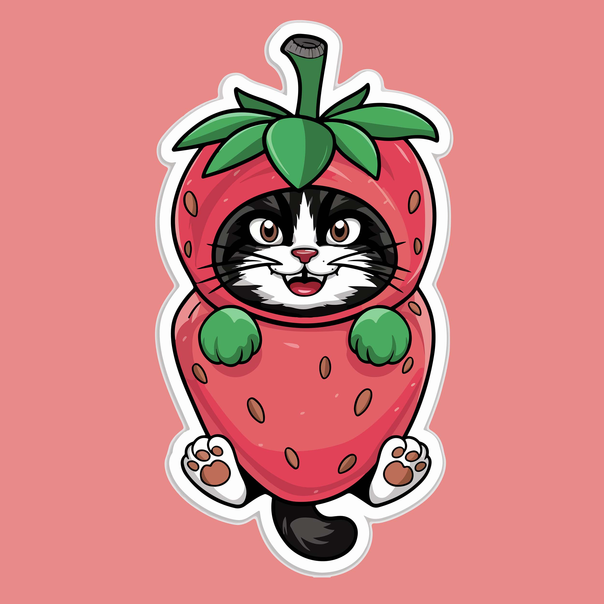 berry cute strawberry cat sticker 20 966
