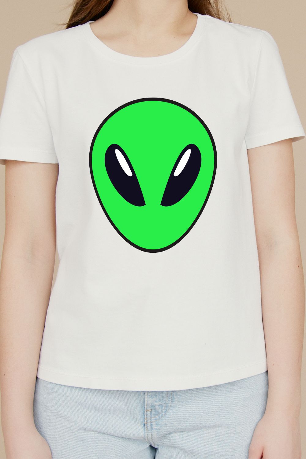 Alien Face design t-shirt pinterest preview image.