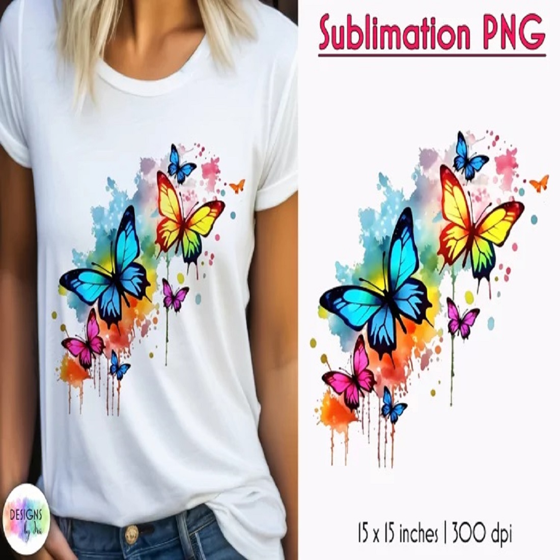 Butterfly Sublimation Watercolor Colorful Butterfly PNG cover image.