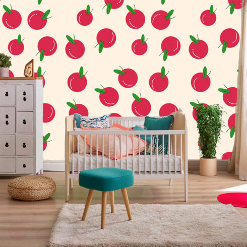 Seamless cherry pattern wallpaper, gift wrapping paper etc cover image.