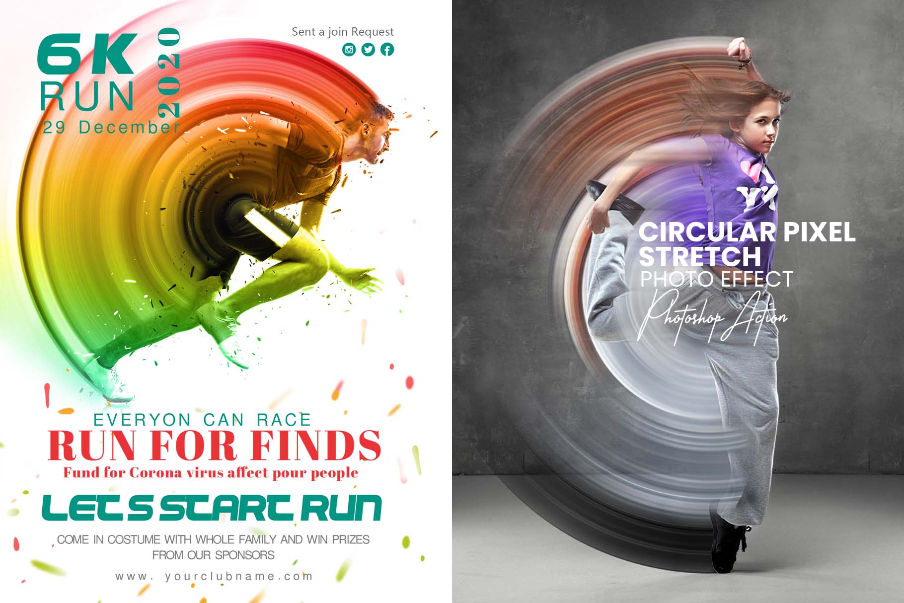 circular pixel stretch effect photoshop action 247