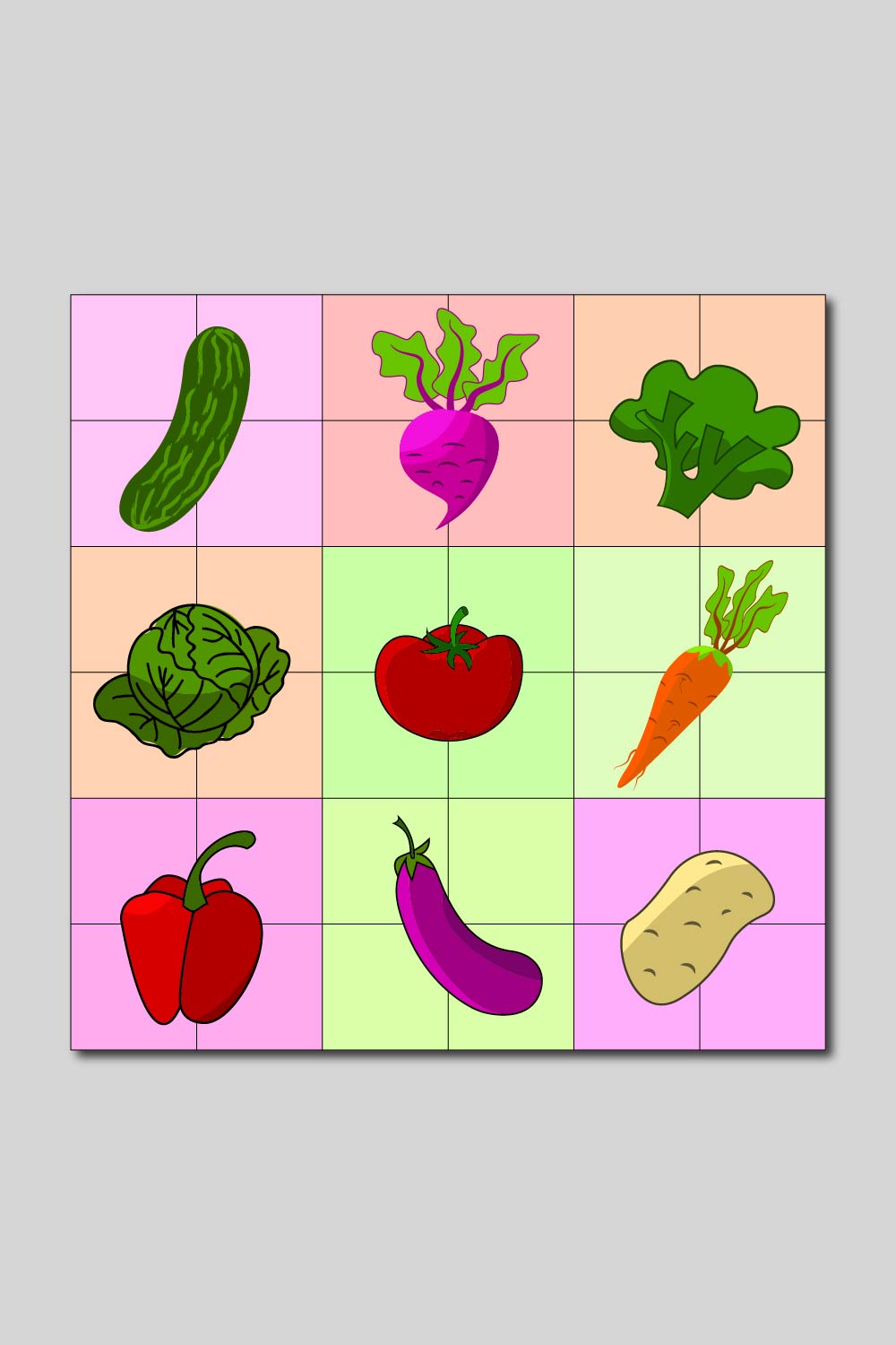 colorful vegetable illustration pinterest preview image.