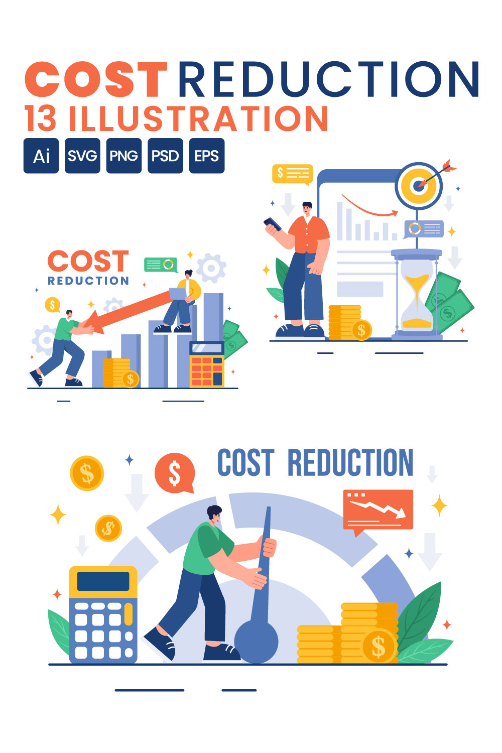 13 Cost Reduction Business Illustration pinterest preview image.