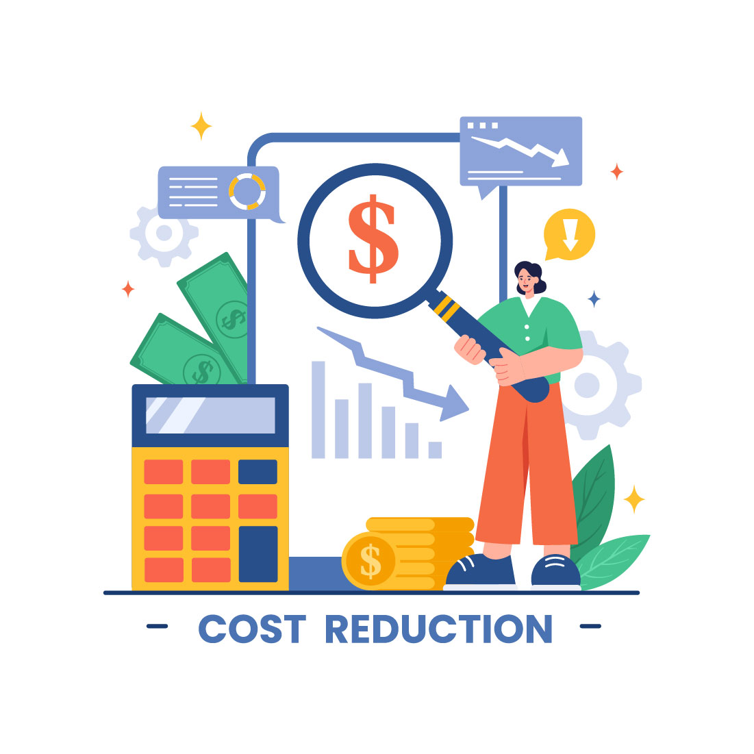 13 Cost Reduction Business Illustration preview image.