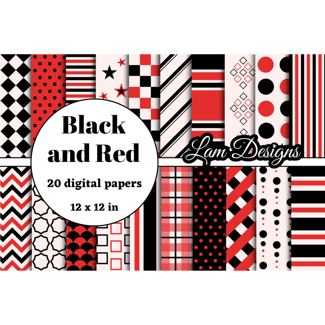 black and red digital papers preview image.