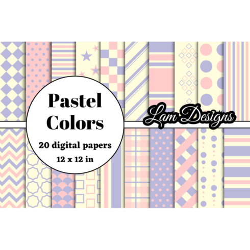 pastel colors digital papers cover image.