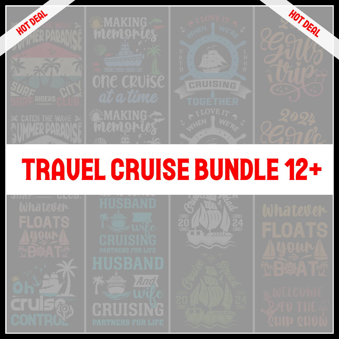 Cruise T-Shirt Design Best Bundle- Cruise T-shirt Design- Travel cruise vector, illustration, silhouette, or graphics cover image.