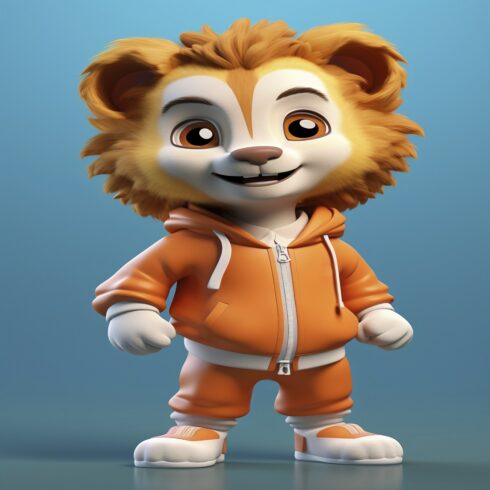 cute lion wearing sporty outfit cover image.