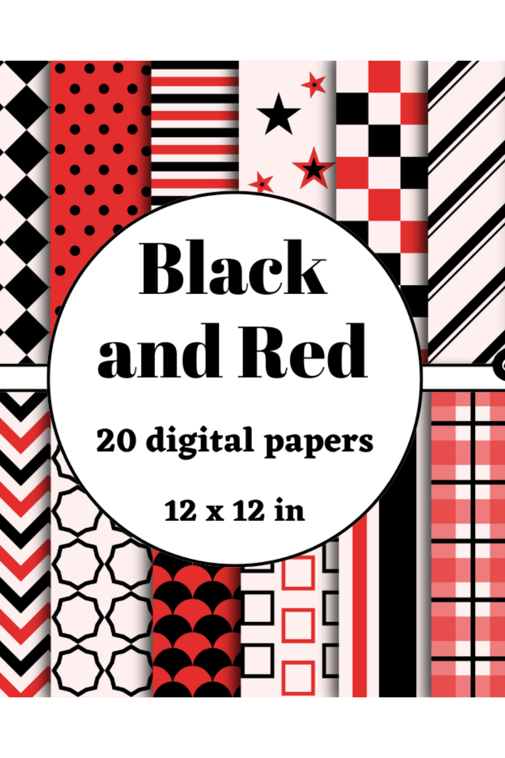 black and red digital papers pinterest preview image.