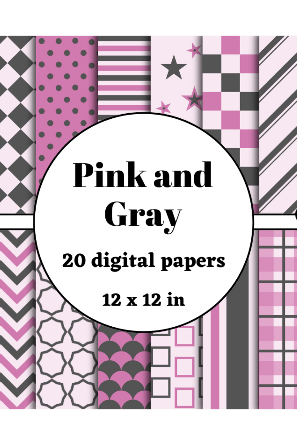 pink and gray digital papers pinterest preview image.