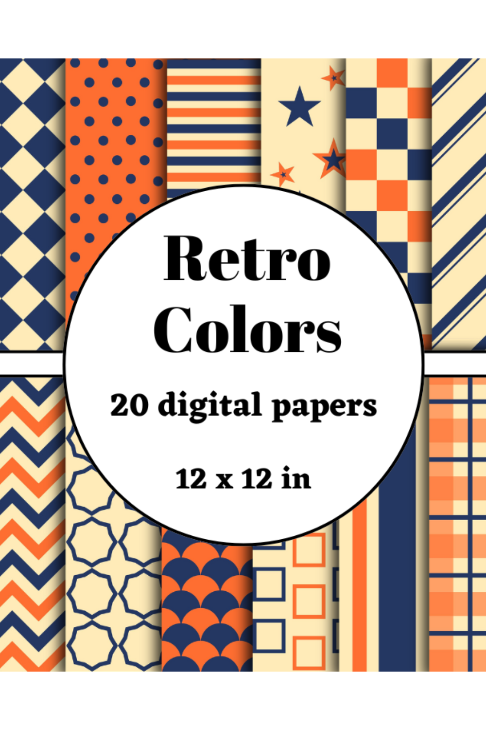 Retro digital papers pinterest preview image.