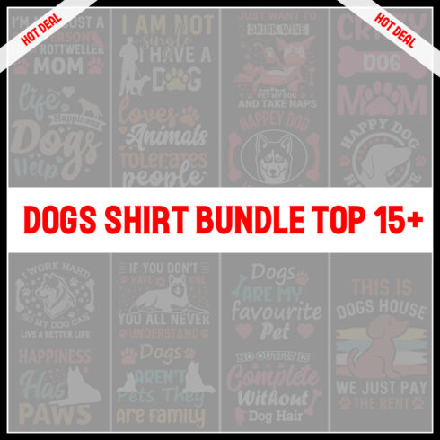 Dogs T-Shirt- Dogs T-shirt design- Dogs T-shirt bundle- Dogs silhouette and vector or illustration- Dogs Typography T-shirt- T-shirt Design- Dogs cover image.