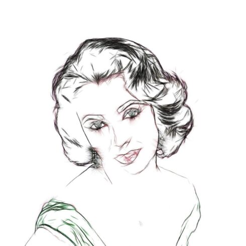 Elizabeth Taylor Line Drawing Poster Print Home Decor Printable Digital Download cover image.