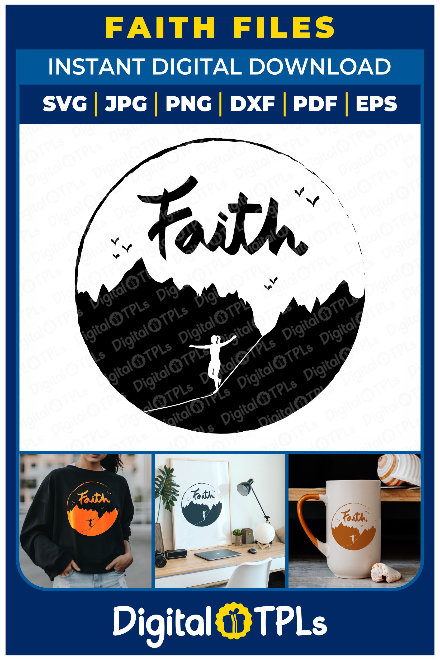 Faith SVG Files pinterest preview image.
