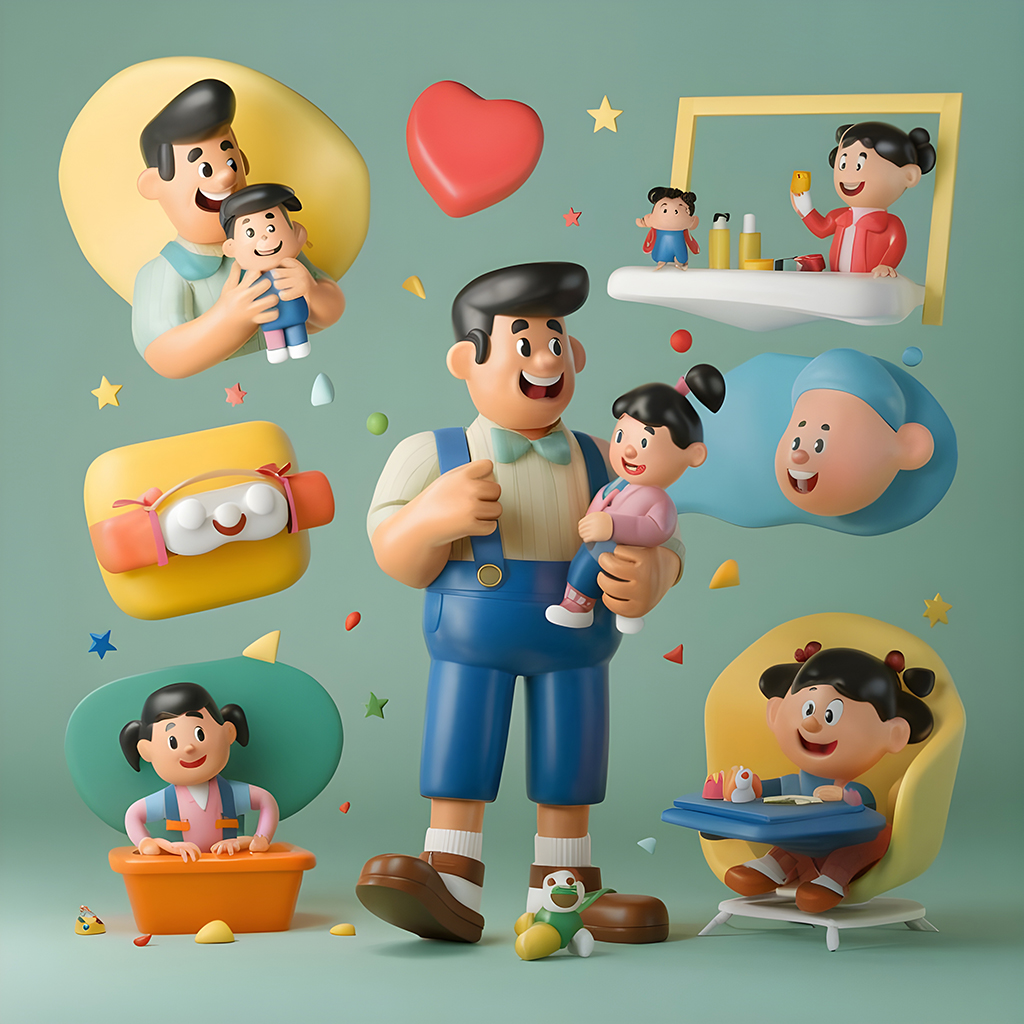 fathers day themed featuring various 3d cartoon 1 723