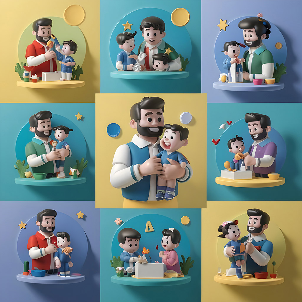 fathers day themed featuring various 3d cartoon 11 911