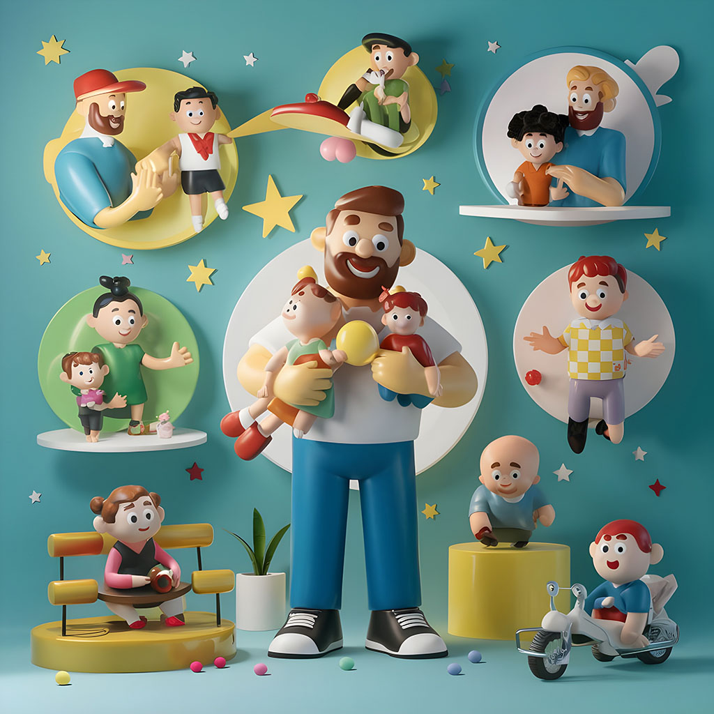 fathers day themed featuring various 3d cartoon 3 71