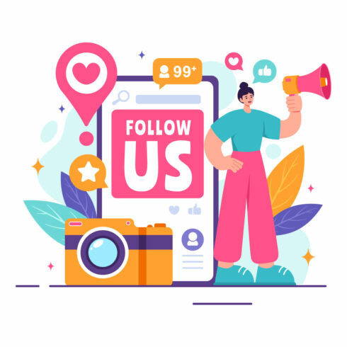 12 Follow Us and Like Illustration cover image.