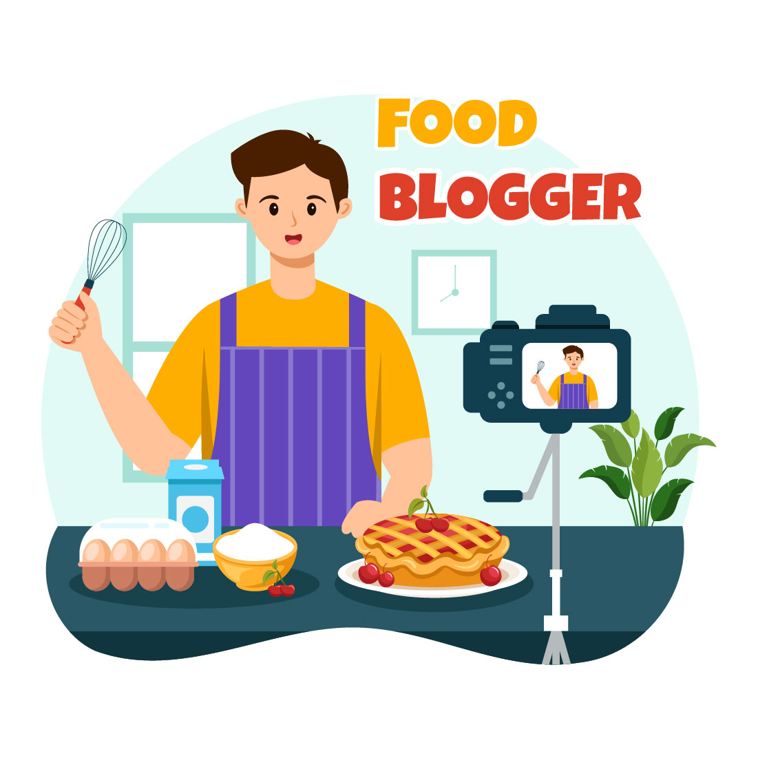 9 Food Blogger Illustration preview image.