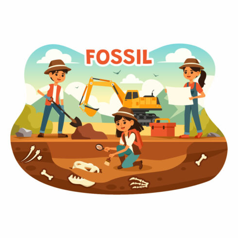 9 Fossil Dinosaur Skeletons Illustration cover image.