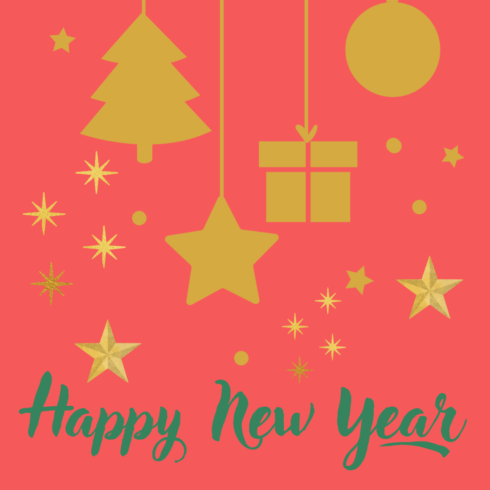 Happy New Year greeting card cover image.