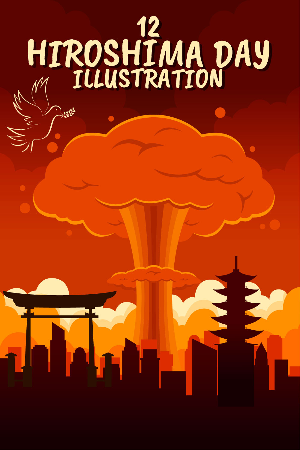 12 Hiroshima Day Illustration pinterest preview image.