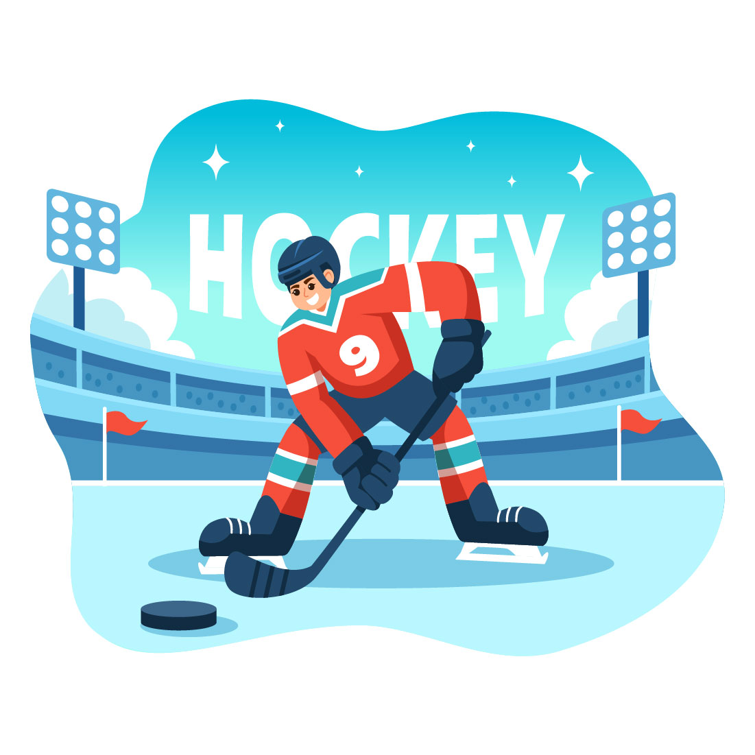 9 Hockey Player Sport Illustration cover image.