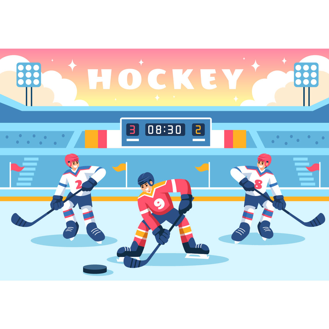 9 Hockey Player Sport Illustration preview image.