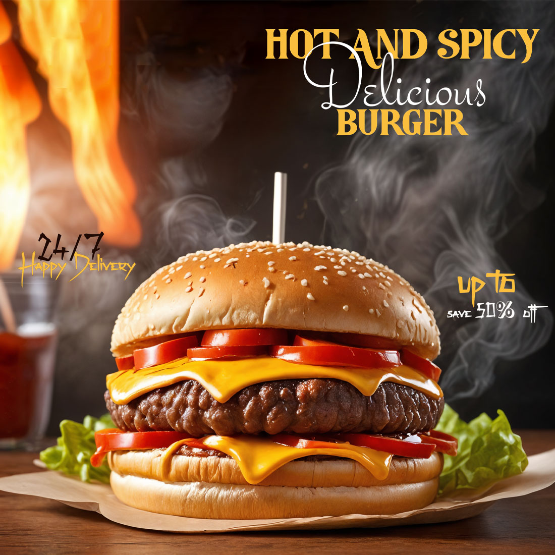 Hot, Spicy and Delicious Burger cover image.