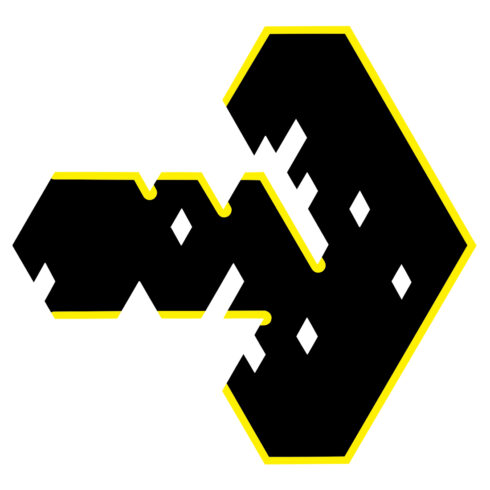 Black Yellow Right Arrow that is being ripped and broken by the diamond shapes, then enriched with yellow stripes cover image.