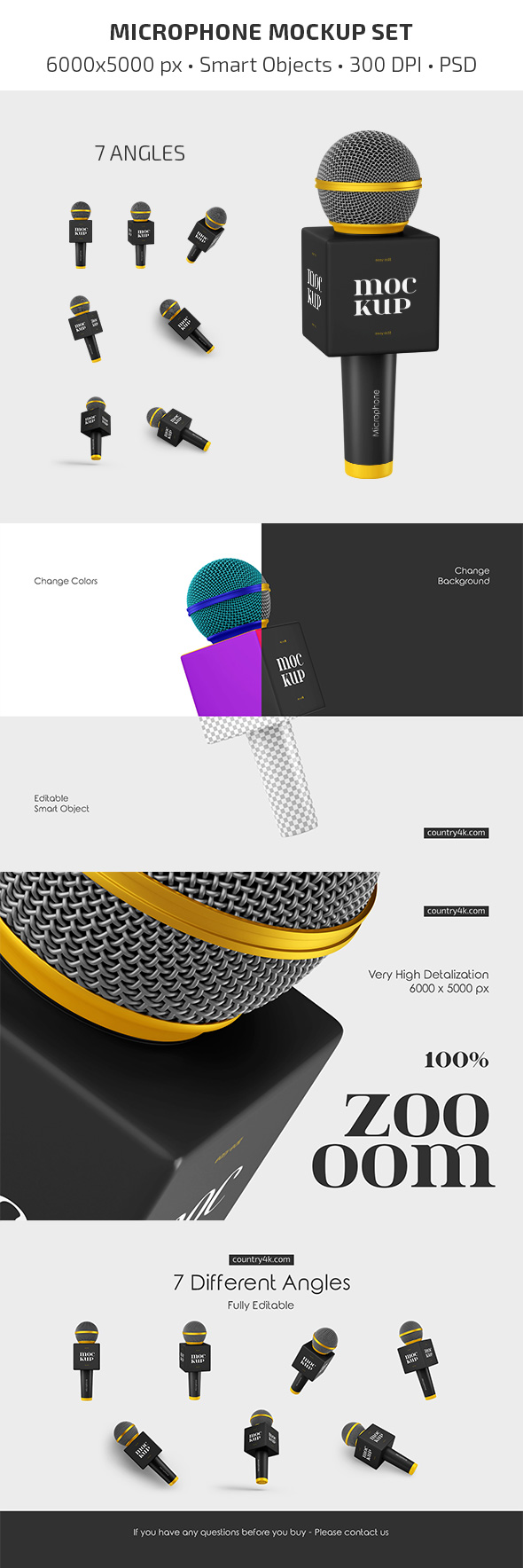 Microphone Mockup Set pinterest preview image.