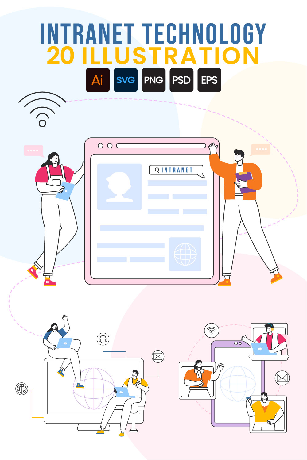 20 Intranet Technology Illustration pinterest preview image.