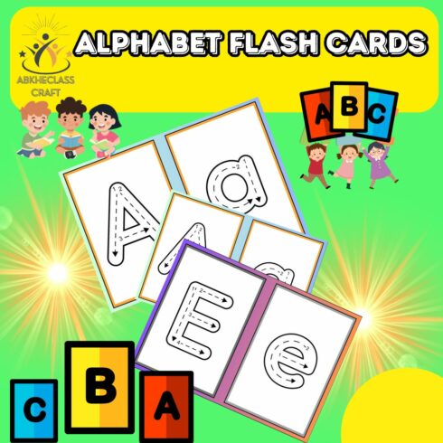 Explore the ABCs with vibrant flash cards! Recognize letters , learn words , and enjoy a fun journey! cover image.