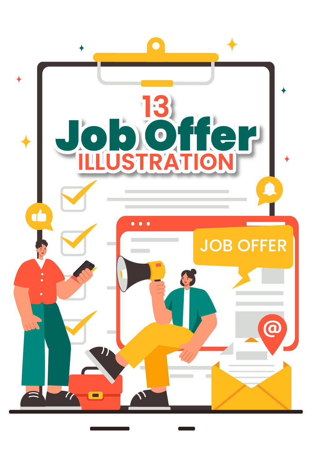 13 Businessman Job Offer Illustration pinterest preview image.