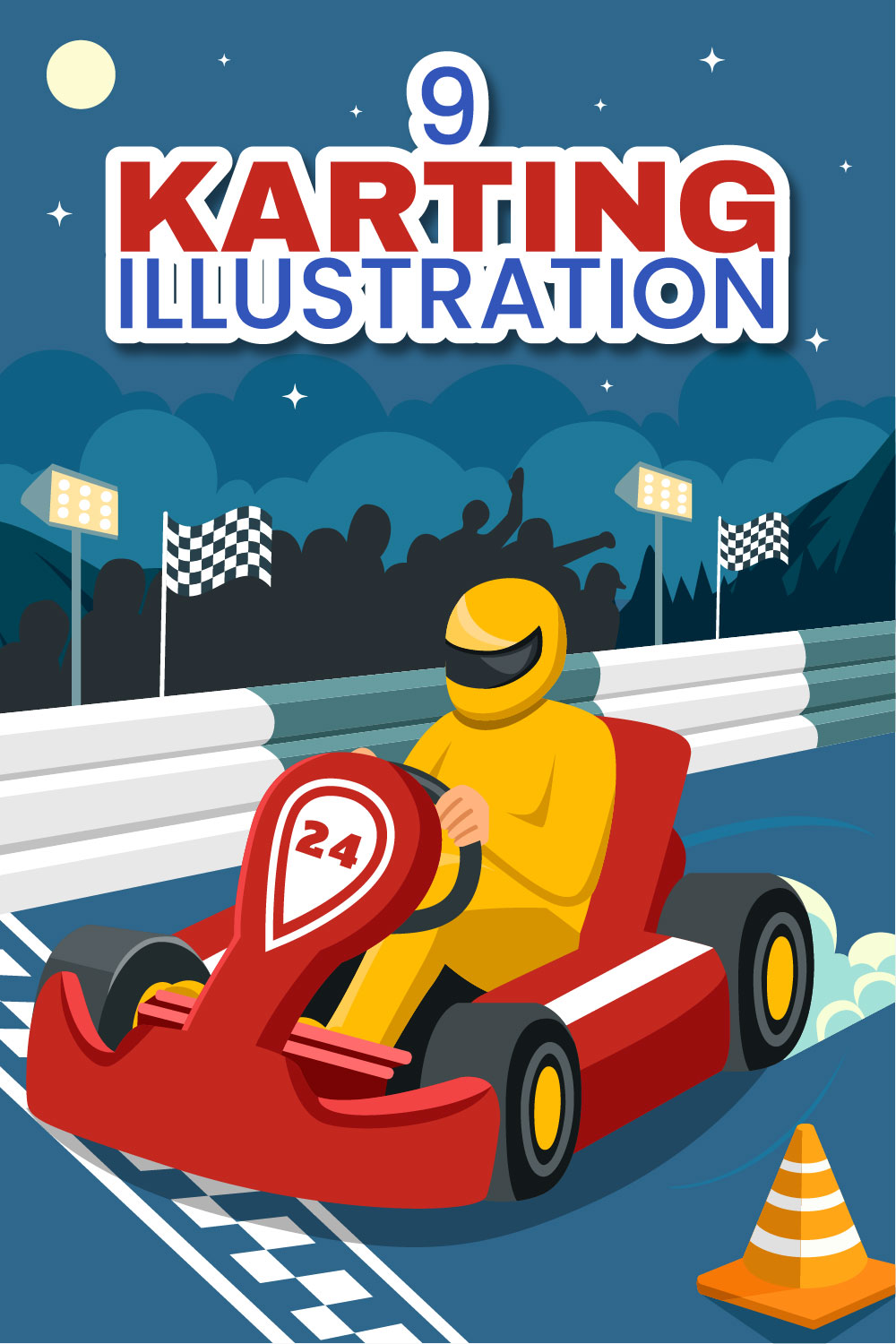 9 Karting Sport Illustration pinterest preview image.