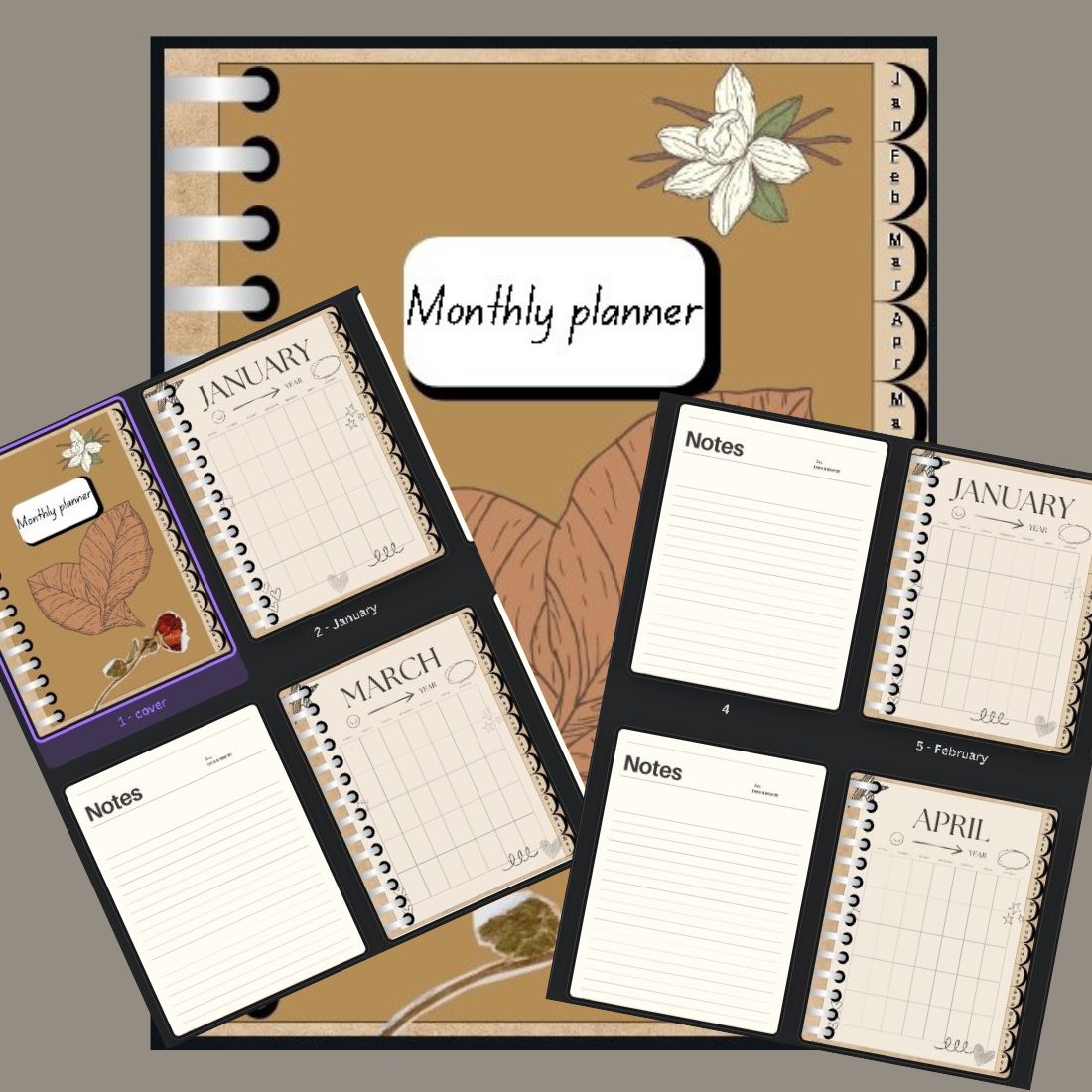 digital monthly planner Undated preview image.