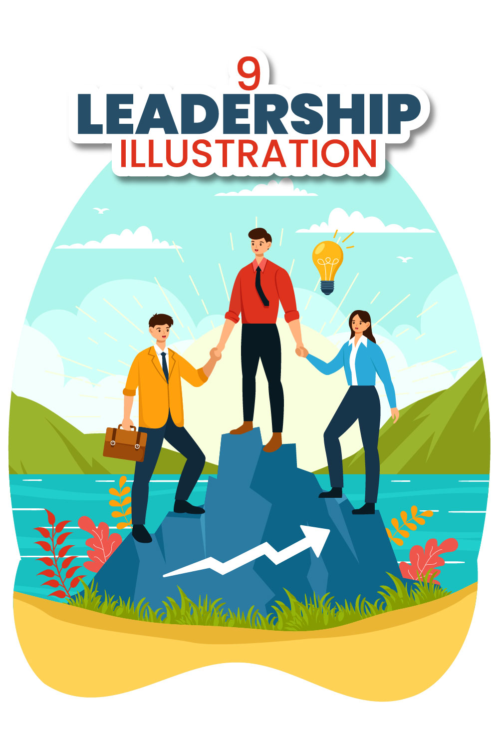 9 Business Leadership Illustration pinterest preview image.