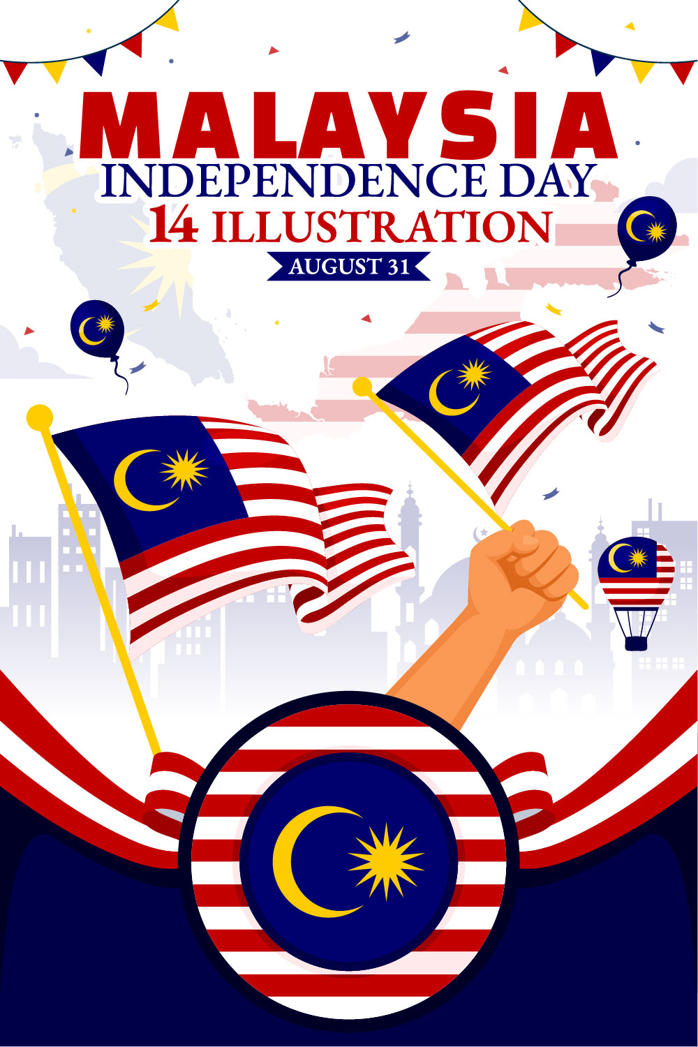 14 Malaysia Independence Day Illustration pinterest preview image.